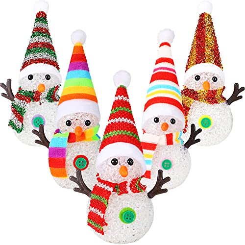 Bonhomme de neige LED changeant lot de 5 déco Noël de table