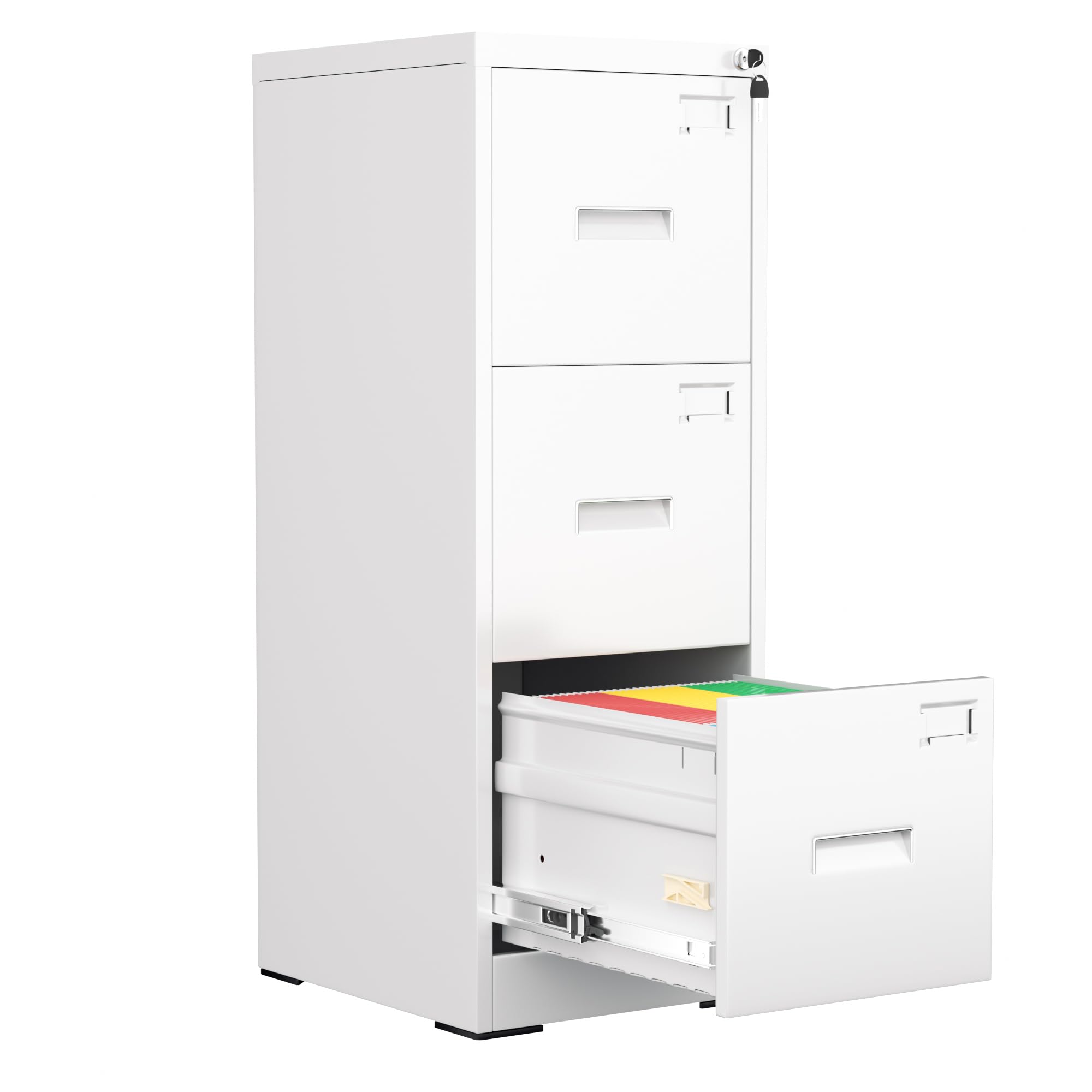 Greenvelly 18" D File Cabinet, 3 Drawer Filing Cabinet with Lock, Locking Vertical File Cabinet for Home Office, White Metal File Cabinet for Hanging