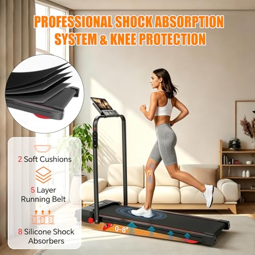 Image of Walking Pad Treadmill with Incline and Handle Bar, 7.5MPH Under Desk Foldable Treadmill for Home Office with Remote Control