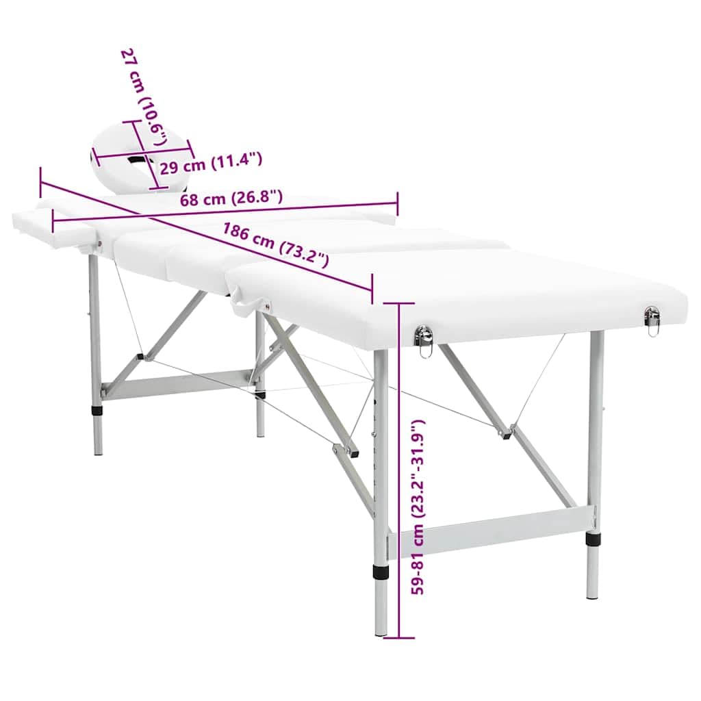 Massagetisch mit Aluminiumrahmen, faltbar 4 Zonen Creme-Weiß,Gesundheit & Schönheit,Körperpflege,Massage & Entspannung,Massagetische,Weiß,18.05 kg-110100