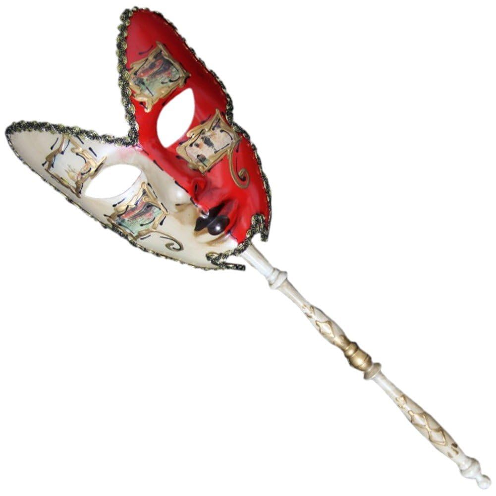 Sanfly Venetian Masquerade Mask with Stick Venetian Mardi Gras Masks Halloween Chrismas Cosplay Hand Held Stick Mask Party Favors