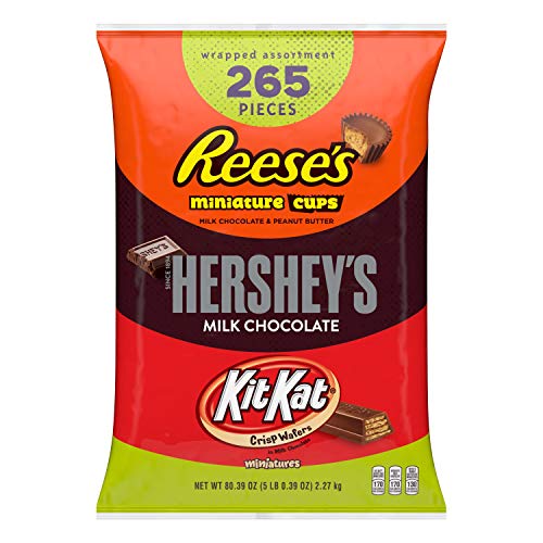 REESE'S, HERSHEY'S and KIT KAT Assorted Milk Chocolate Miniatures Candy, Easter, 80.39 oz Bulk Variety Bag (265 Pieces)