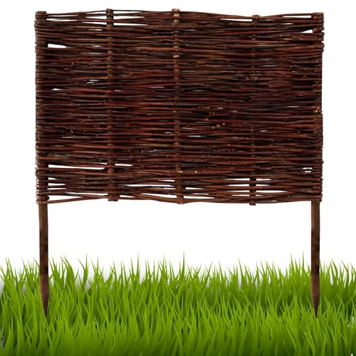 Floranica 1 Stück Beetbegrenzung aus Weide 60 cm x 60 cm Rasenkante aus Weidengeflecht Beeteinfassung Rasenkante Beetzaun Weidenzaun Palisade Abtrennung von Blumenbeetwegen Gartenbeeten