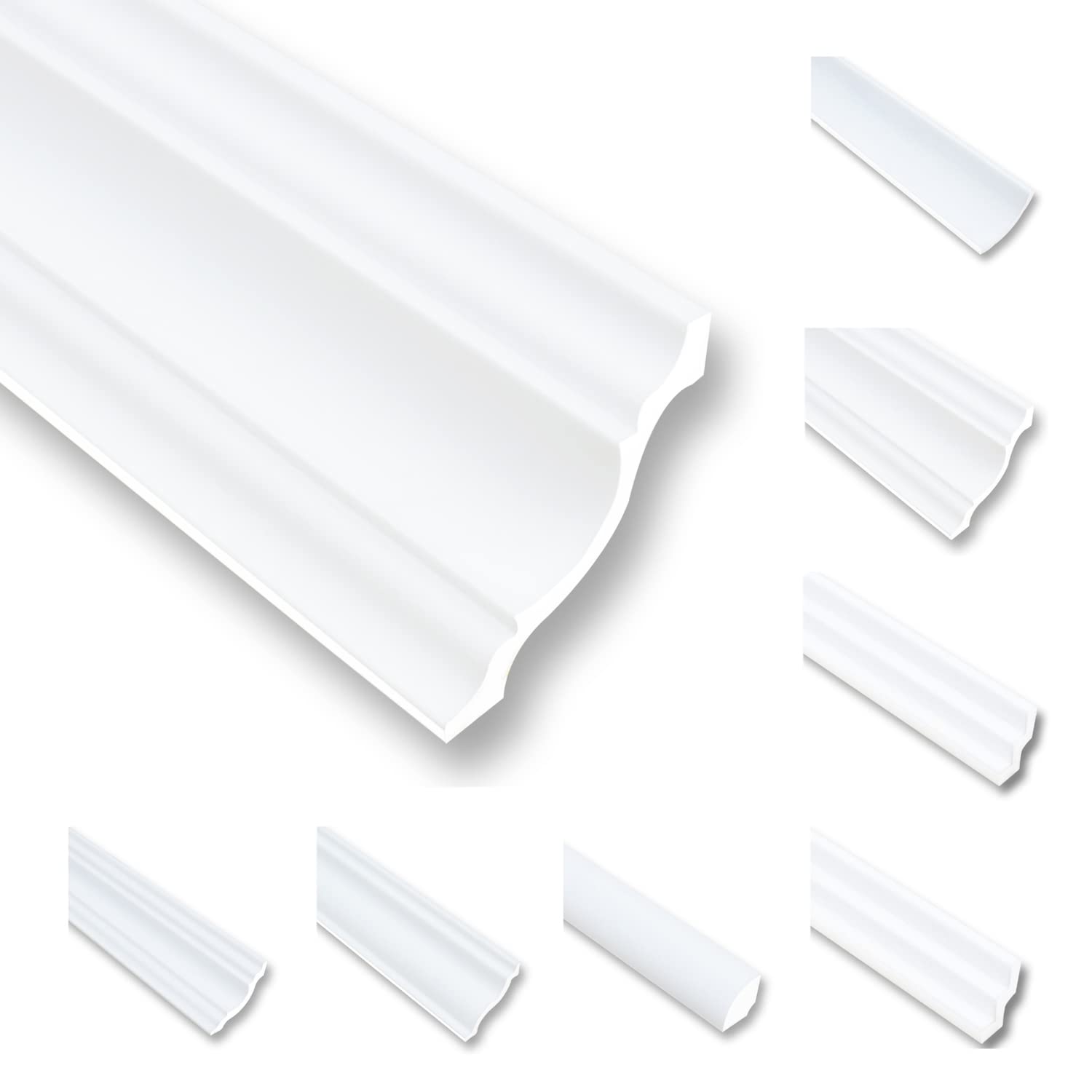 Molduras de techo de poliestireno XPS de 4 metros, 80 x 80 mm, color blanco, perfil decorativo de poliestireno NK80, paquete económico