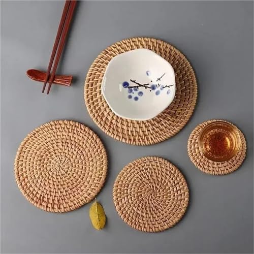 Dessous de verre en rotin tressé main tapis de table isolant