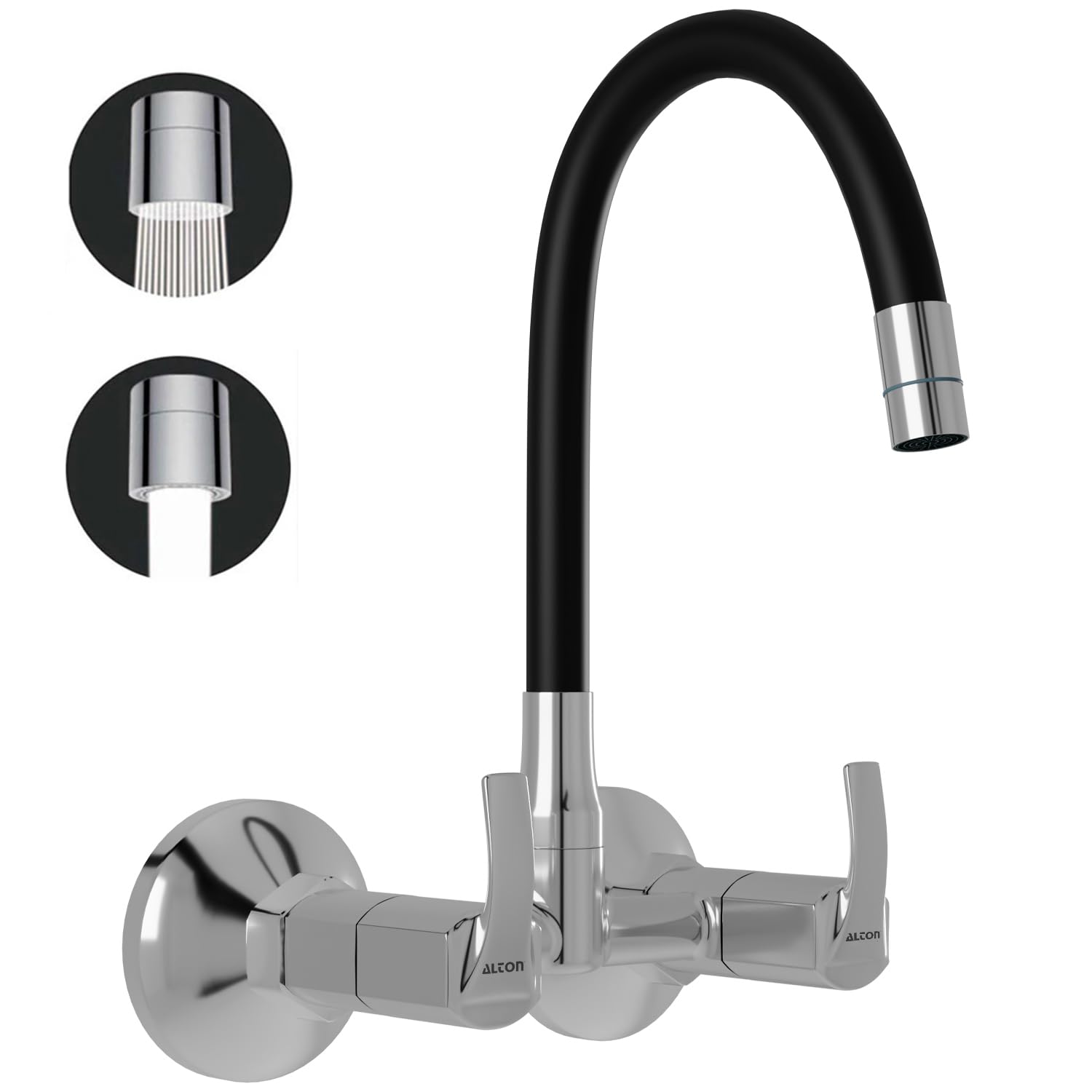 ALTON QBA9071 Brass Sink Mixer with Flexible Swivel Spout, Black & Chrome Finish (Dual Flow) (B09K3TFF2B) Amazon Price History, Amazon Price Tracker