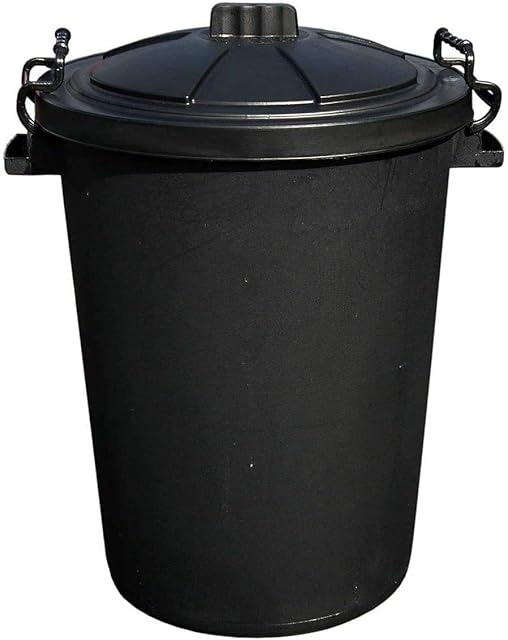 M1SS Black Heavy Duty Plastic Clip Lock Lid Bin Indoor or Outdoor Rubbish, Dustbin, Trash, Waste or Storage of Animal Feed. (50 Litre)