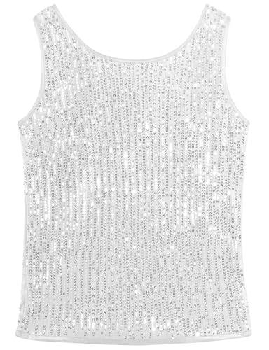 Noomelfish Girls Sequin Tank Tops Sparkly Glitter Dance Sleeveless Shirt (5-12 Years)2
