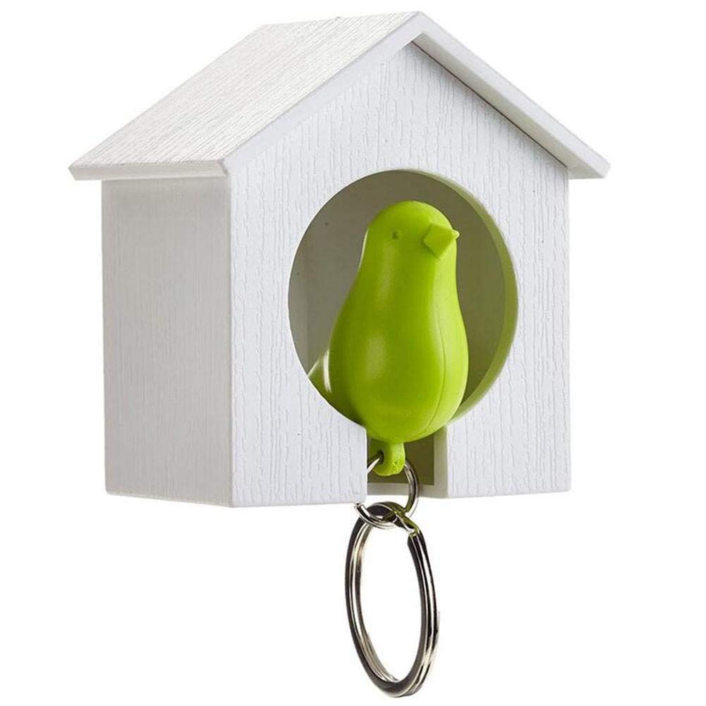 Casecover Green Sparrow Birdhouse Key Holder Bird Nest Whistle Keychain Keyring Holder Wall Door Hanger Hook Home Decoration