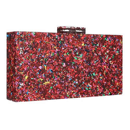 Image of Gets Acrylic Purses and Handbags for Women Multicolor Perspex Geometric Patterns Box Clutch Banquet Evening Crossbody Handbag