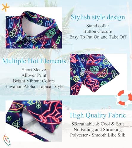 Image of uideazone Boys Hawaiian Shirts Novelty Printed Funky Short Sleeve Button Down Shirt Kids Aloha Luau Shirt 7-14T