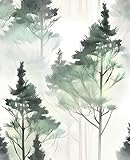 Forest Wallpaper Peel and Stick Green Trees Contact Paper 17.5in x 9.8ft Vinyl Self Adhesive Removable Modern Wall Paper Room for Bedroom Bathroom Locker Wall Decor