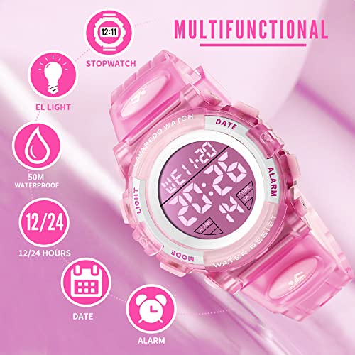 Image of Kids Watch,Boys Watch for 3-15 Year Old Boys,Digital Sport Outdoor Multifunctional Chronograph LED 50 M Waterproof Alarm Calendar Analog Watch for Children with Silicone Band,Kids Gift