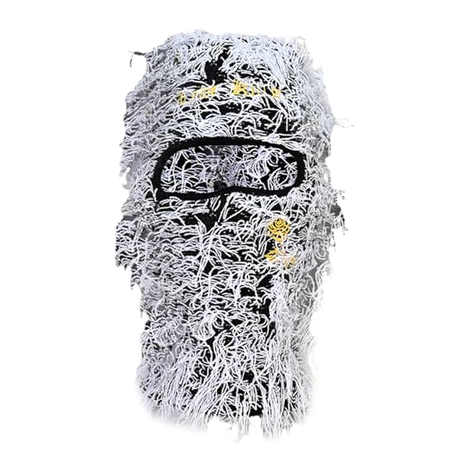 Balaclava de punto térmico para hombres y mujeres, gorro tejido con bordado de letra, resistente al viento, gorro con capucha para montar y esquiar miniatura 1