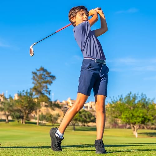 Image of Boys Polo Shirts Short Sleeve Striped Performance Moisture Wicking Dry Fit Golf Shirts for Boys Youth Kids