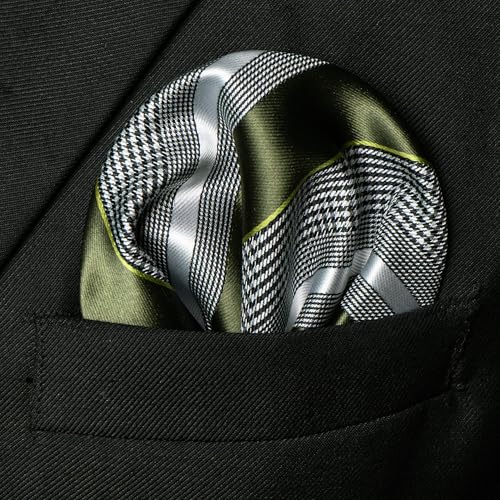 Image of JEMYGINS Mens Striped Tie and Lapel Pin Necktie Pocket Square and Tie Clip Sets for Business Casual 4PCS
