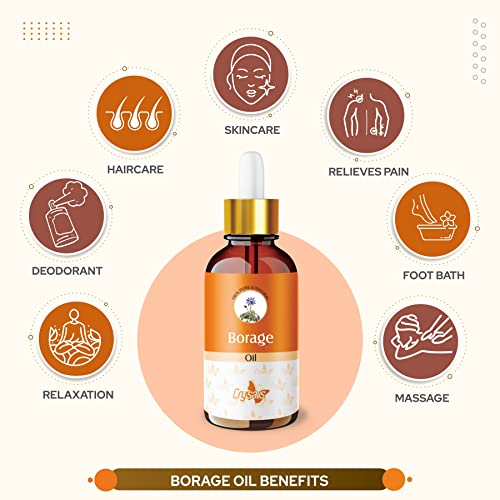 Image of Crysalis Borage (Borago Officinalis) Oil|100% Pure & Natural Undiluted Essential Oil Organic Standard For Skin, Hair Care| Restores Shine In Dull Hair, Fights Dry Skin Conditions 100ml