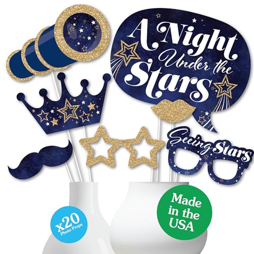 Starry Skies Photo Booth Props - Gold Celestial Party Kit