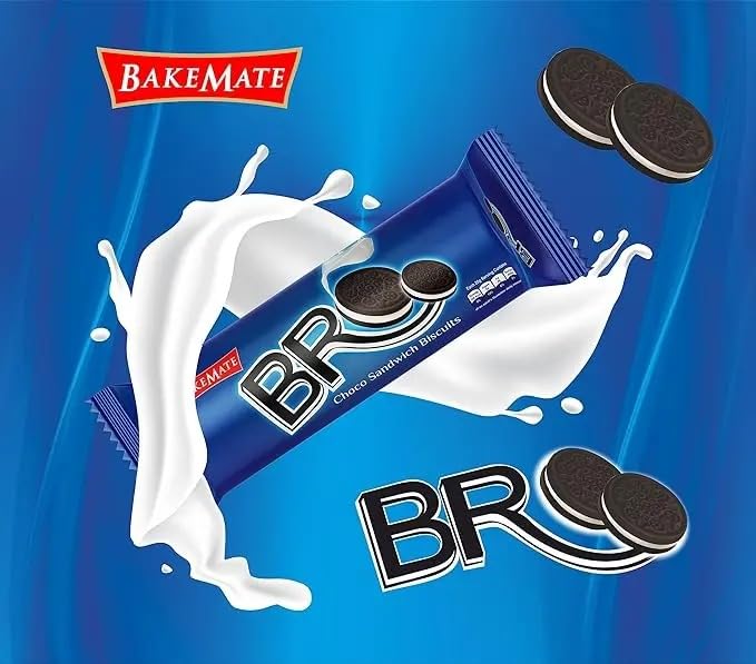 Image of BakeMate BRO Choco Vanilla Sandwich Biscuits Family Pack - Combo Pack of 3 (500g Each) | Vanilla Cream Biscuit | Snack for Kids | Family Pack Sandwich Cream Biscuit | Tea Time Snack | Cookies Packs | Value Pack Biscuits
