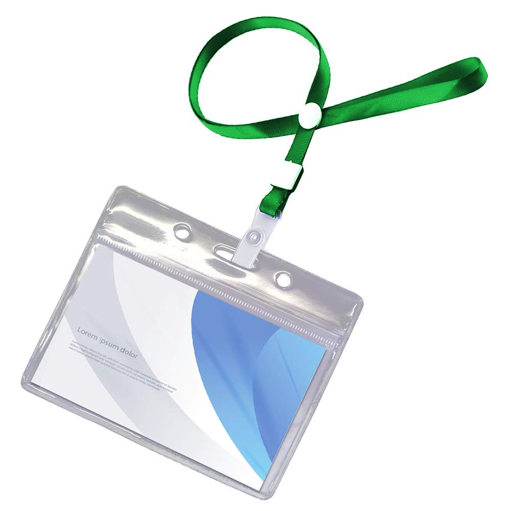 名刺サイズ カードホルダーマグネット付き　100個セット★送料無料 Amazon | sac taske 名札ホルダー 防水 名札 ケース 首掛け ネック