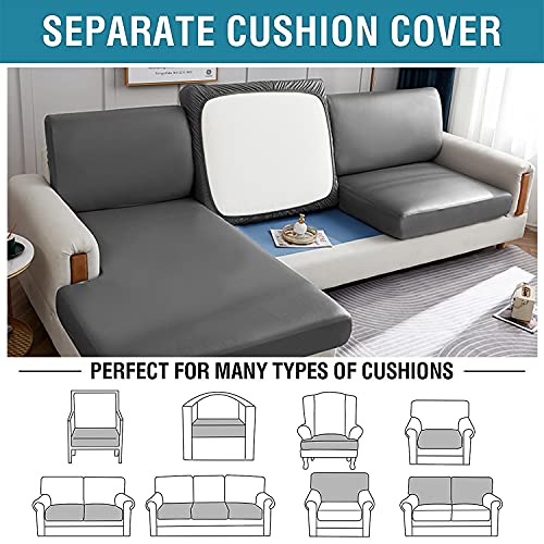 Housses de coussin de canapé 4 places en PU gris imperméable - 6