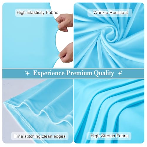Image of Baby Blue Arch Backdrop Cover Set of 2 (7.2ft & 6ft), Chiara Arch Cover Wrinkle-Free Spandex Arch Cover for Wedding Birthday Party Baby Shower Bridal Shower Ceremony Banquet Fabric Backdrop (No Stand)