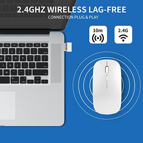 Aichiw Wireless Bluetooth Mouse, 3-speed DPI adjustment, light and portable, compatible with Laptop/iPad/iPhone/Mac/PC ,Silent ClickAAA battery required(not included),Multicolor available(White)