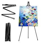 ASelected Display Easel Stand for Wedding Sign, Portable Folding Easel Floor Art Easel, Adjustable 160cm Tall Metal Poster Easel, Collapsible Tripod Easel with Plastic Clips, Black