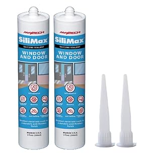 SILIMAX Window & Door – 100% Silicone Caulk White, Window Seal, RTV Silicone Sealant Indoor & Outdoor Caulking Weatherproof Adhesive – 9.5 oz Cartridge, 2-Pack (2 Pack, 2, Count)