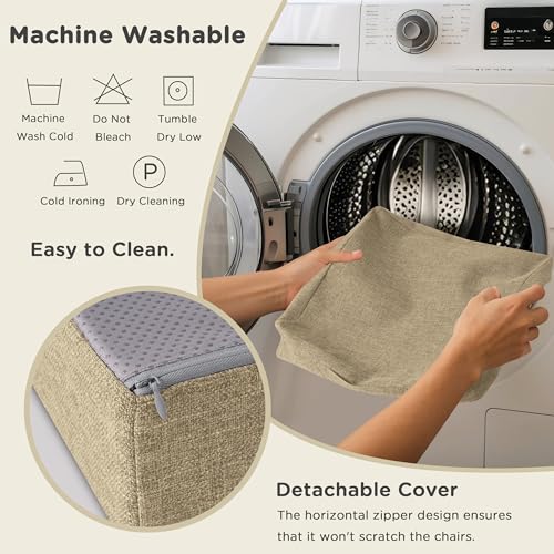 Image of AddGrace Recliner Cushions for Elderly Thick Seat Cushion 20 inchx20 inchx4 inch Chair Pads with Non Slip Backing and Washable Cover for Couch Armchair Chairs Beige