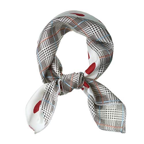 Allegra K 50cm Women Love Heart Silky Square Scarves Kerchief Neck Hair Scrunchies Scarf Neckerchief