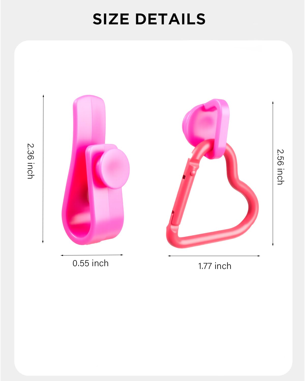 4Pcs Hooks Set Accessories Compatible for Bogg Bag, Insert Carabiner Key Chain Holder Charms, Compatible for Small & Large Beach Bags (Pink)