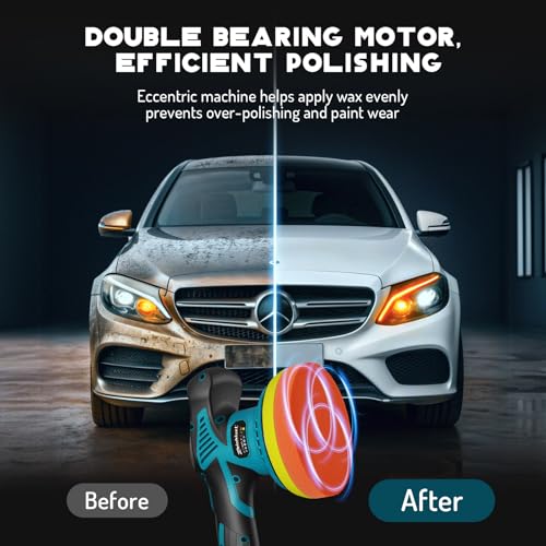 ZhiehiusL Cordless Car Buffer Polisher, Car Buffers and Polishers Kit with 2X21V 3.0Ah Batteries, 8 Variable Speeds to 6000 RPM, 6IN Cordless Polisher for Car Detailing Polishing Waxing 3 ZhiehiusL Cordless Car Buffer Polisher, Car Buffers and Polishers Kit with 2X21V 3.0Ah Batteries, 8 Variable Speeds to 6000 RPM, 6IN Cordless Polisher for Car Detailing Polishing Waxing - Image 3