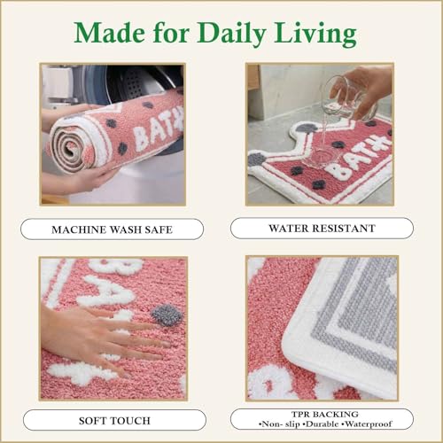 Image of Dream Weaverz 2000 GSM Super Soft Microfiber Bath Mat 40x60 cm | Ultra Absorbent Anti-Skid Quick Dry Bathroom Rug | Floor Mat for Bathroom, Bedroom, Kitchen, Home | Cute Design Bathmat