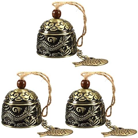 HiMo Vintage Dragon Fengshui Bell Toy Good Luck Bless for Home Garden Hanging Windchime Blessing Decoration Gift (3 Pack Dragon) Cover