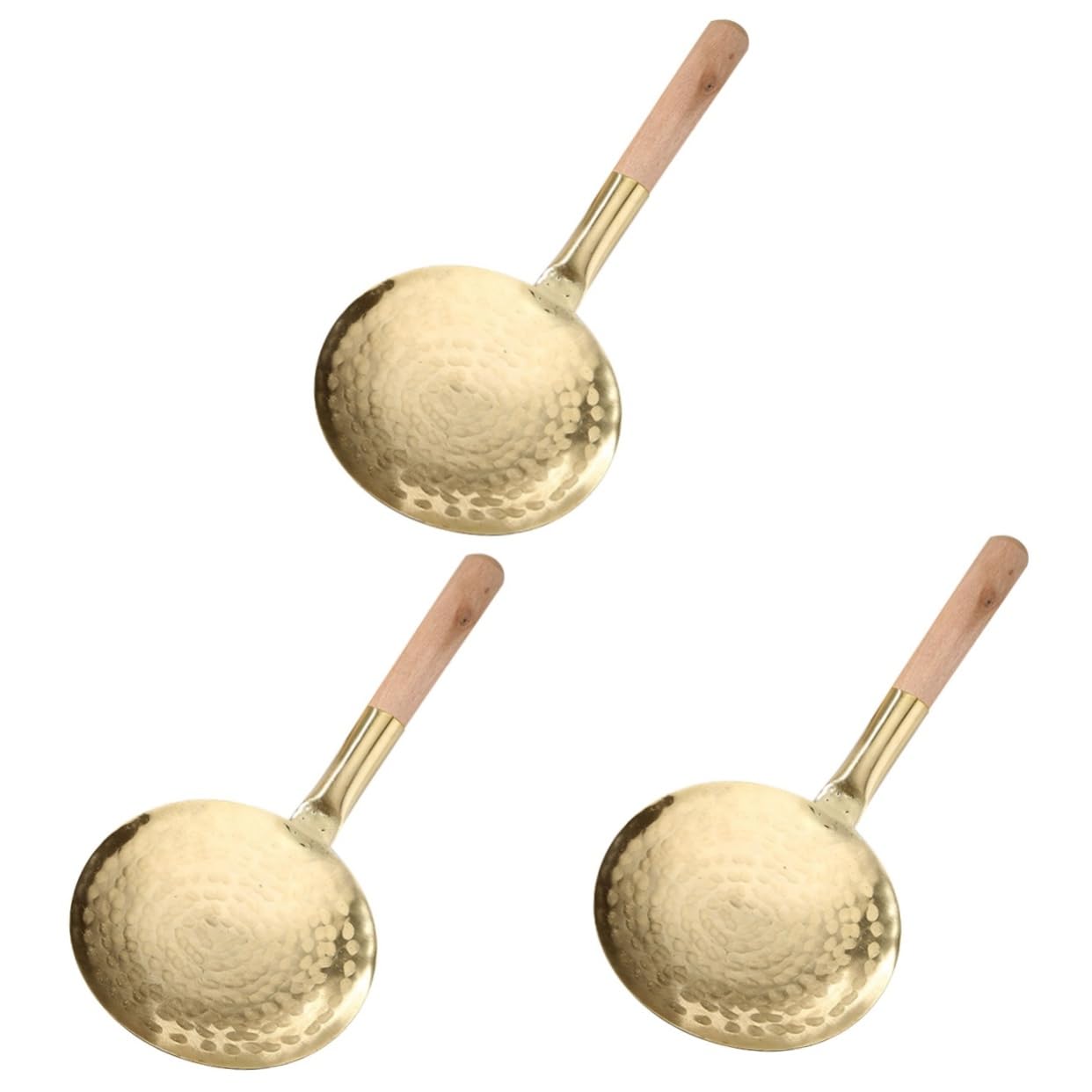 SECFOU 3pcs Tofu Brain Shovel Handheld Tofu Scoop Kitchen Gadgets Tofu Ladle Rice Cooker Spoon Multi-use Kitchen Spoons Tofu Spoons Food Spoons Kitchen Accessories Wooden Golden