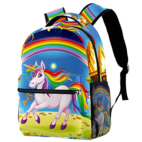 Sac à dos étudiant motif fleurs abstraites multicolore avec poches