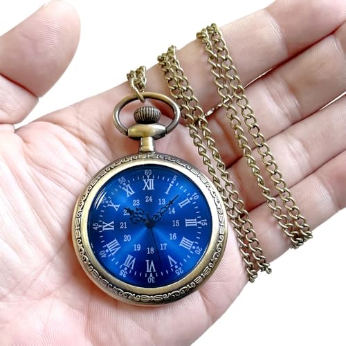 Image of Vintage Quartz Pocket Watches for Men with Chains, Analog Pocket Watch for Women, Gifts for Dad /Grandpa Gifts for Him for Birthday