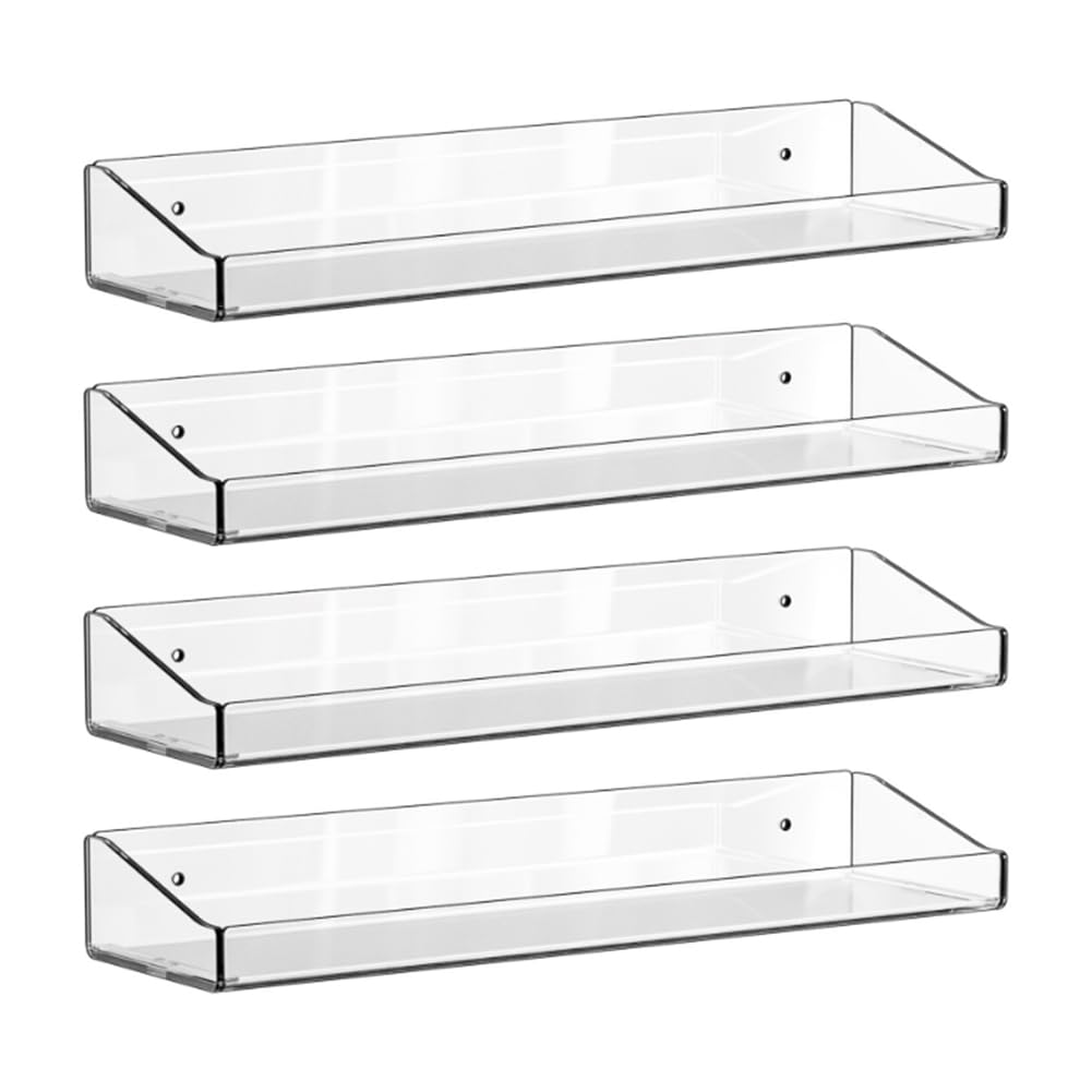 Hndhbfgrt Clear Acrylic Shelves Floating Shelves for Bedroom Vanity and Bathroom Wall Organizer