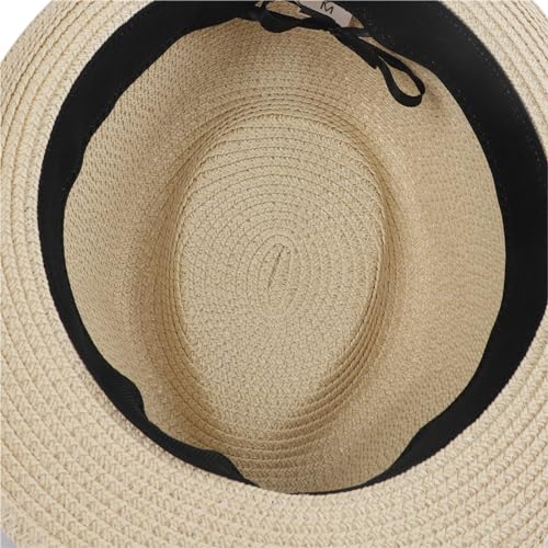 Kids Floppy Straw Fedora Sun Hat UPF 50+ Foldable Panama Style Summer Beach Hat Short Brim Straw Hat for Boys Girls3