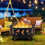 Yaheetech Fire Pit 30in Fire Pits for Outside Wood Burning Outdoor Fireplace with Spark Screen, Poker for Bonfire Patio Backyard Garden Picnic - Image 2