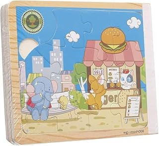 كتاب بازل 6 اشكال ، خشبي للجنسين ، متعدد الالوان , فيل وقط