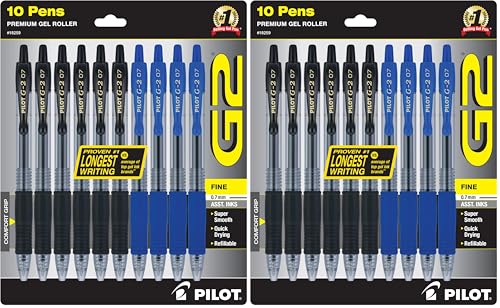 Bolígrafos Gel Recargables Pilot G2, 0.7 mm, Pack 10