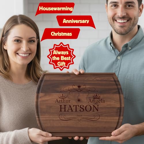 Tabla de cortar personalizada - Tabla de charcutería personalizada grabada - Mejor regalo de boda para parejas (Novia y Novio), recién casados - Hecho a mano en EE. UU. de madera premium miniatura 5