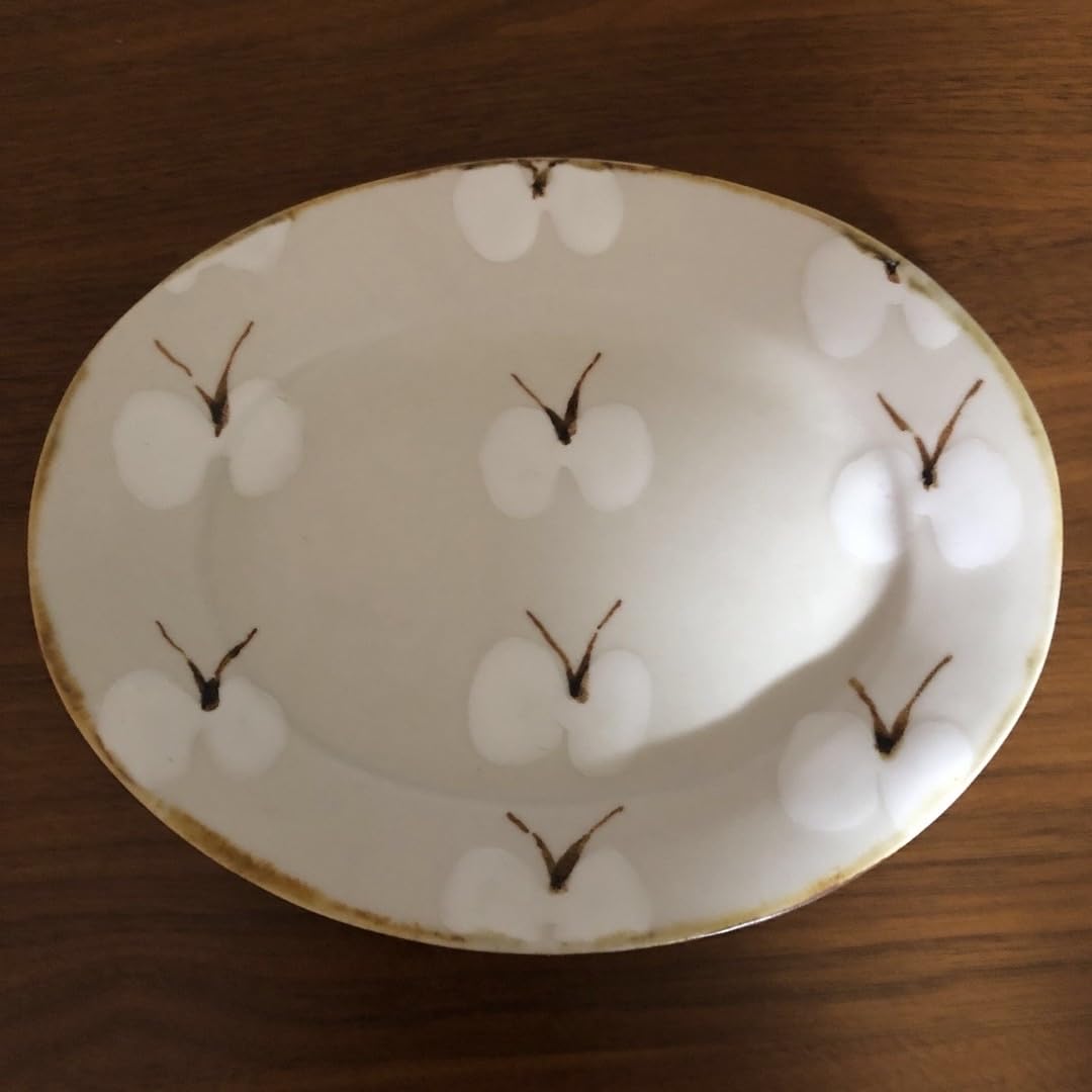 石木文さん プレート お皿 てふてふ ちょうちょ イエロー 陶器