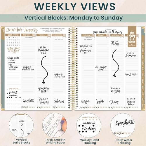 bloom daily planners 2026 Hardcover Calendar Year Goal & Vision Planner (January to December) - Monthly & Weekly Agenda Organizer - 7.5" x 9" - Green Linen - Image 4