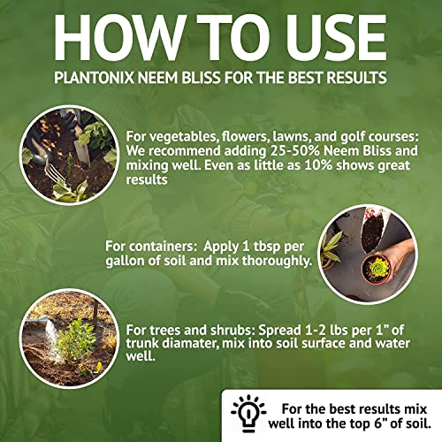 Neem Bliss (1lb) - Neem Seed Meal - Organic Neem Cake for Plants - OMRI-Listed Fertilizer for Plants, Vegetables, Lawns, & Gardening - 100% Natural & Renewable Garden Fertilizer