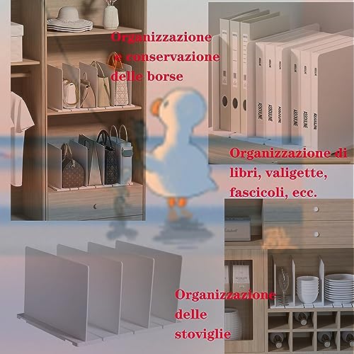 Trennwände für Innenschrank, vertikale Regale Raumteiler Organizer, Kunststoff-Kleiderschrank-Trennwände, transparente Trennwände für Kleidung, Handtücher, Schuhe, Taschen und Bücher. (31,5×24×20cm)