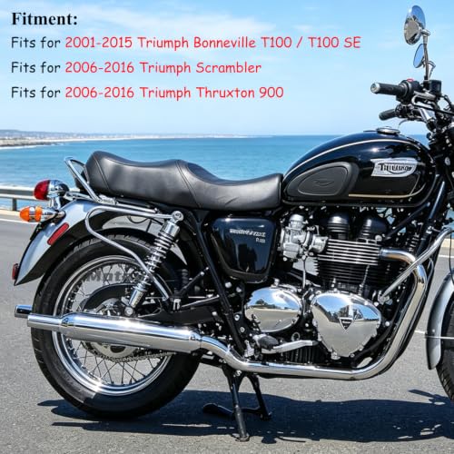 Soporte para alforjas, barras de montaje y guardias para Triumph Bonneville T100 / T100 SE (2001-2015), Thruxton 900 y Scrambler (2006-2016), cromado miniatura 3