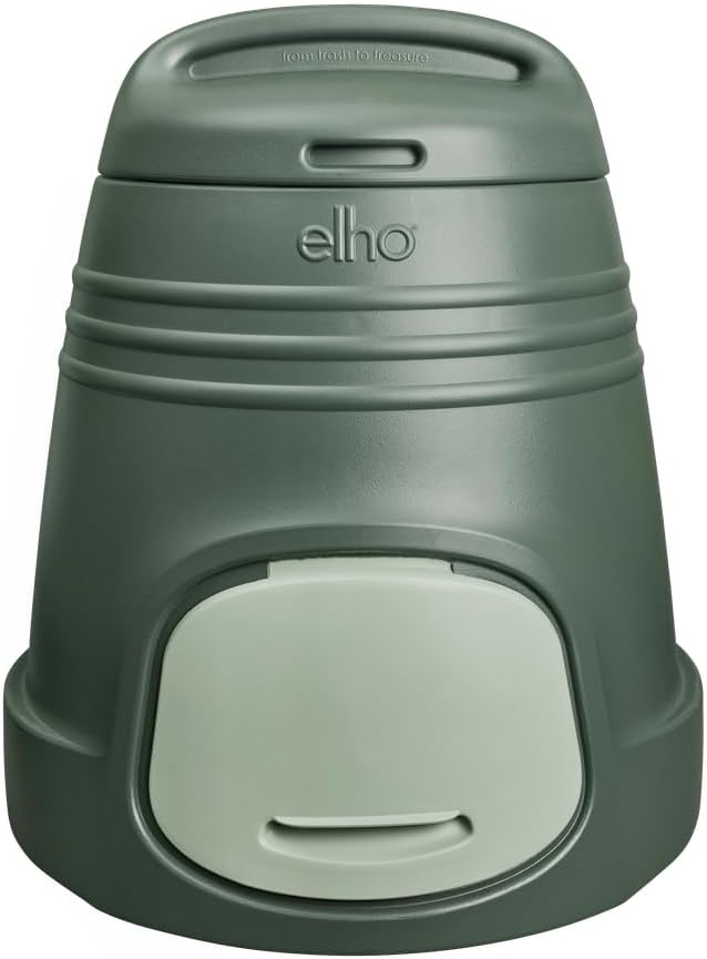 Compostiera Da Giardino Oipps Invopak - 220 Litri, Plastica Riciclata, Verde, Con Coperchio Antivento - Pronta All'Uso
